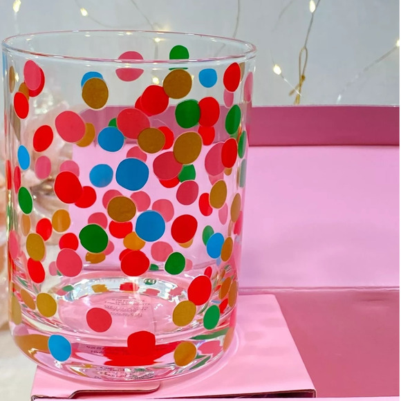 Kate Spade ITS RAINING CONFETTI Double Old Fashioned Whiskey Glass Set of 2 New - Picture 5 of 16